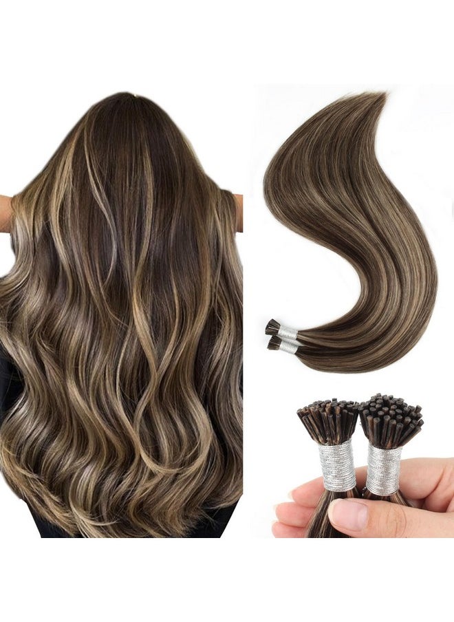 Sixstarhair - براون I نصيحة الشعر ملحقات الشعر البشري 16 بوصة Itip الشعر البشري ملحقات الشوكولاته البني أبرز الكرمل شقراء اللون 4/27 الانصهار البارد ملحقات الشعر الكيراتين الشعر ملحقات 50 جرام / حزمة - Image 1
