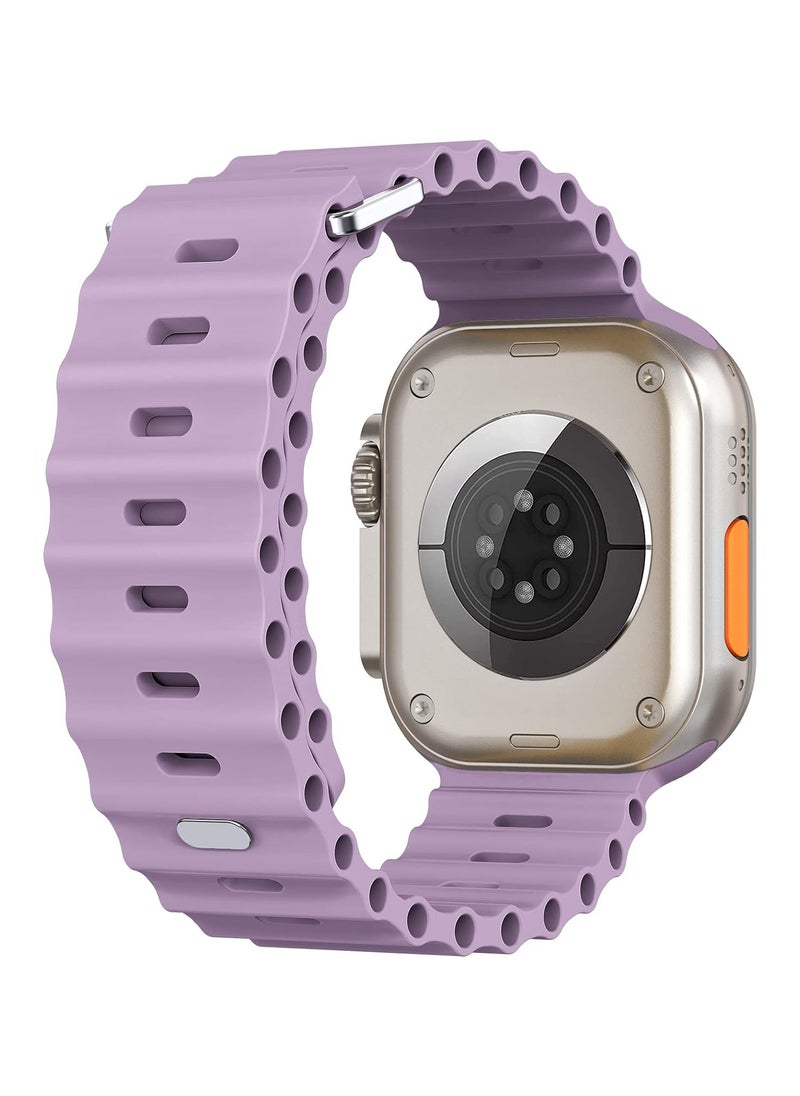 ICARLUS - Ocean Band Compatible with Apple Watch Ultra Band 41/40/38mm Men Women, Soft Silicone Sport Band Replacement Strap for Apple Watch Ultra2/Ultra iWatch Series 9 8 7 SE 6 5 4 3 2 1 Lavender Purple - Image 1