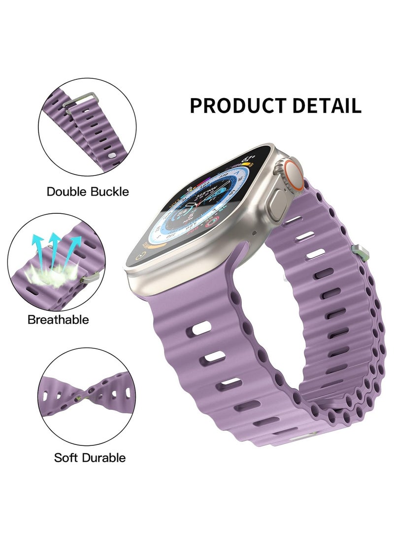 ICARLUS - Ocean Band Compatible with Apple Watch Ultra Band 41/40/38mm Men Women, Soft Silicone Sport Band Replacement Strap for Apple Watch Ultra2/Ultra iWatch Series 9 8 7 SE 6 5 4 3 2 1 Lavender Purple - Image 1