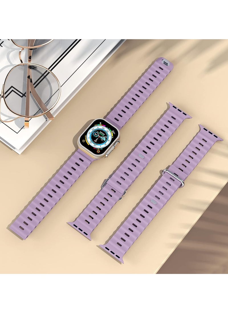 ICARLUS - Ocean Band Compatible with Apple Watch Ultra Band 41/40/38mm Men Women, Soft Silicone Sport Band Replacement Strap for Apple Watch Ultra2/Ultra iWatch Series 9 8 7 SE 6 5 4 3 2 1 Lavender Purple - Image 1