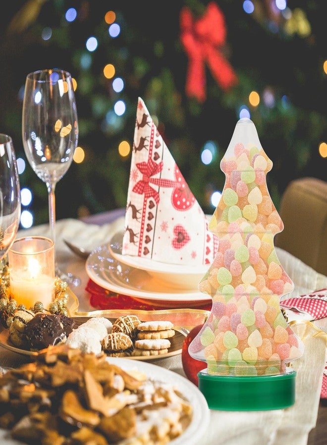 Luxshiny 3pcs Plastic Christmas Tree Candy Jar with Lid Clear Xmas Cookie Box Biscuits Sweets Storage Bottles for Holiday Party Favor - Image 4