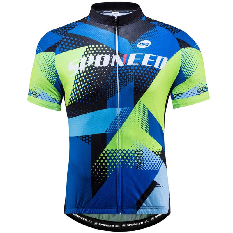 sponeed Men's Biker Jersey Bicycle Shirt Tops Full Zip Breathable US L Multi - Image 1