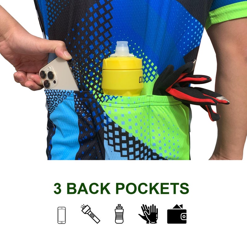 sponeed Men's Biker Jersey Bicycle Shirt Tops Full Zip Breathable US L Multi - Image 4