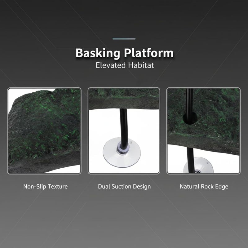 11 X 4.7 in Turtle Basking Platform, Adjustable Floating Pier for Reptiles, Resin Rock with Suction Cups, Non-Slip Ramp, for Aquatic Tank, Turtle Frog, Newt - Image 4