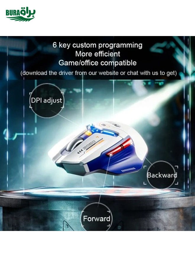 BURAQ - Inphic IN9 Tri-mode Wireless Bluetooth Gaming Office Computer Mouse(White Silent Edition) - Image 1