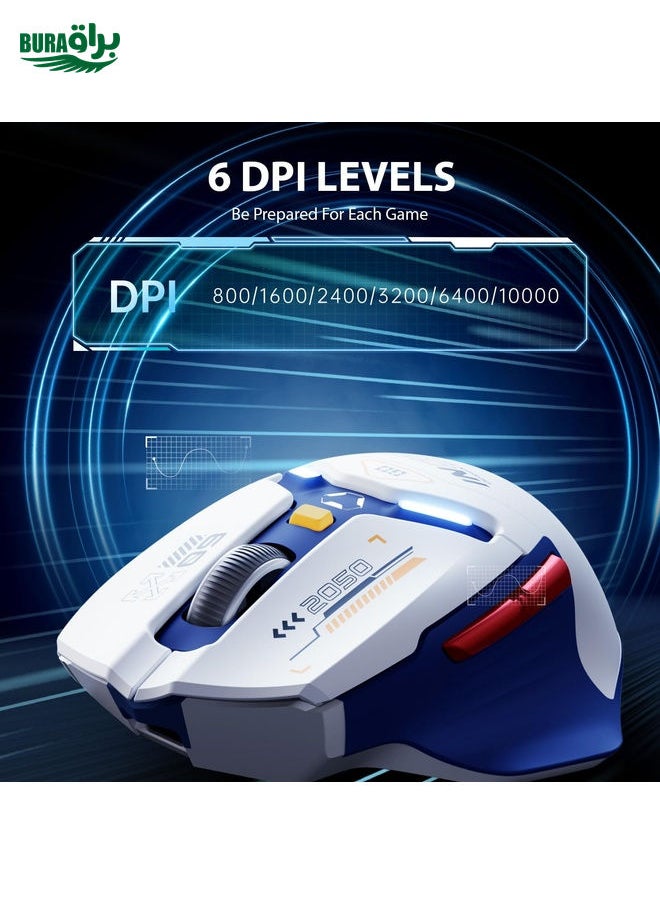 BURAQ - Inphic IN9 Tri-mode Wireless Bluetooth Gaming Office Computer Mouse(White Silent Edition) - Image 1