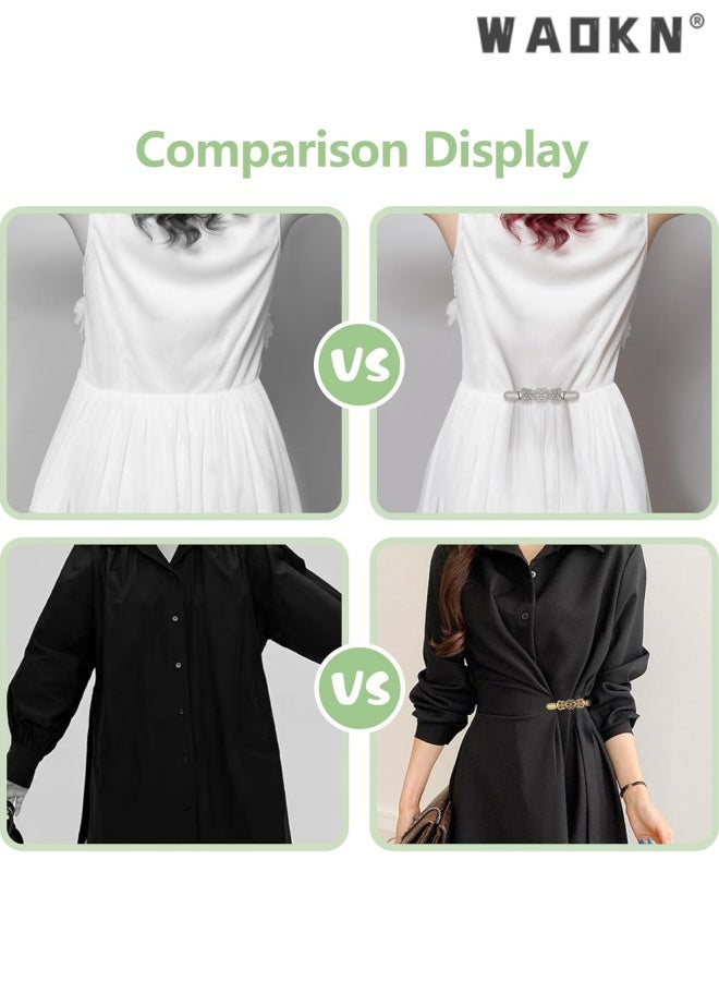 WAOKN 3 Pcs Cinch clips Vintage Sweater Clips Dress Clip Back Cinch shawl Cardigan Collar Clip to Tighten Dress Pant Waist Tightener for Women , alloy material , compact and delicate , gold , black , silver . - Image 2