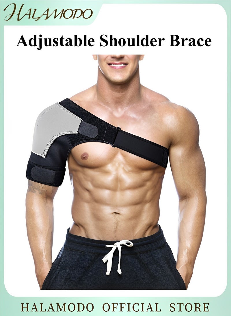 هالامودو دعامة للكتف قابلة للتعديل لدعم الكتف للرجال والنساء دعامة للكتف قابلة للتعديل للدعم والضغط لتخفيف آلام الكفة المدورة الممزقة والمفصل المتردد - Image 1