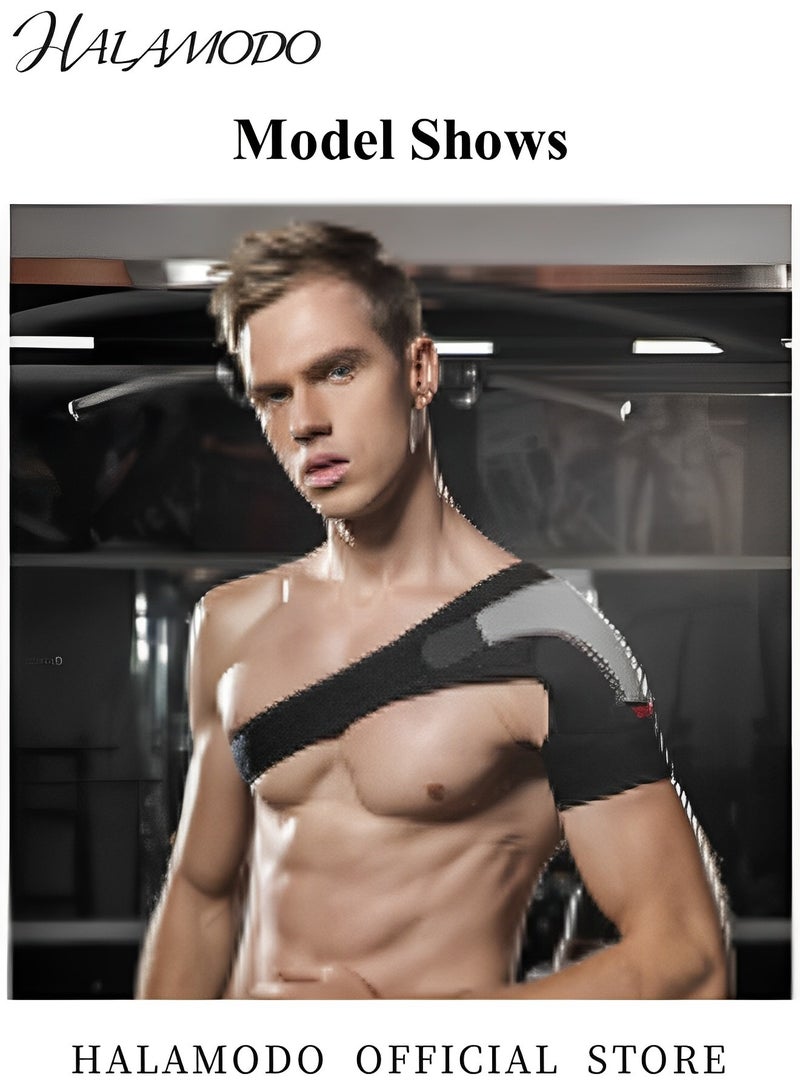 هالامودو دعامة للكتف قابلة للتعديل لدعم الكتف للرجال والنساء دعامة للكتف قابلة للتعديل للدعم والضغط لتخفيف آلام الكفة المدورة الممزقة والمفصل المتردد - Image 5