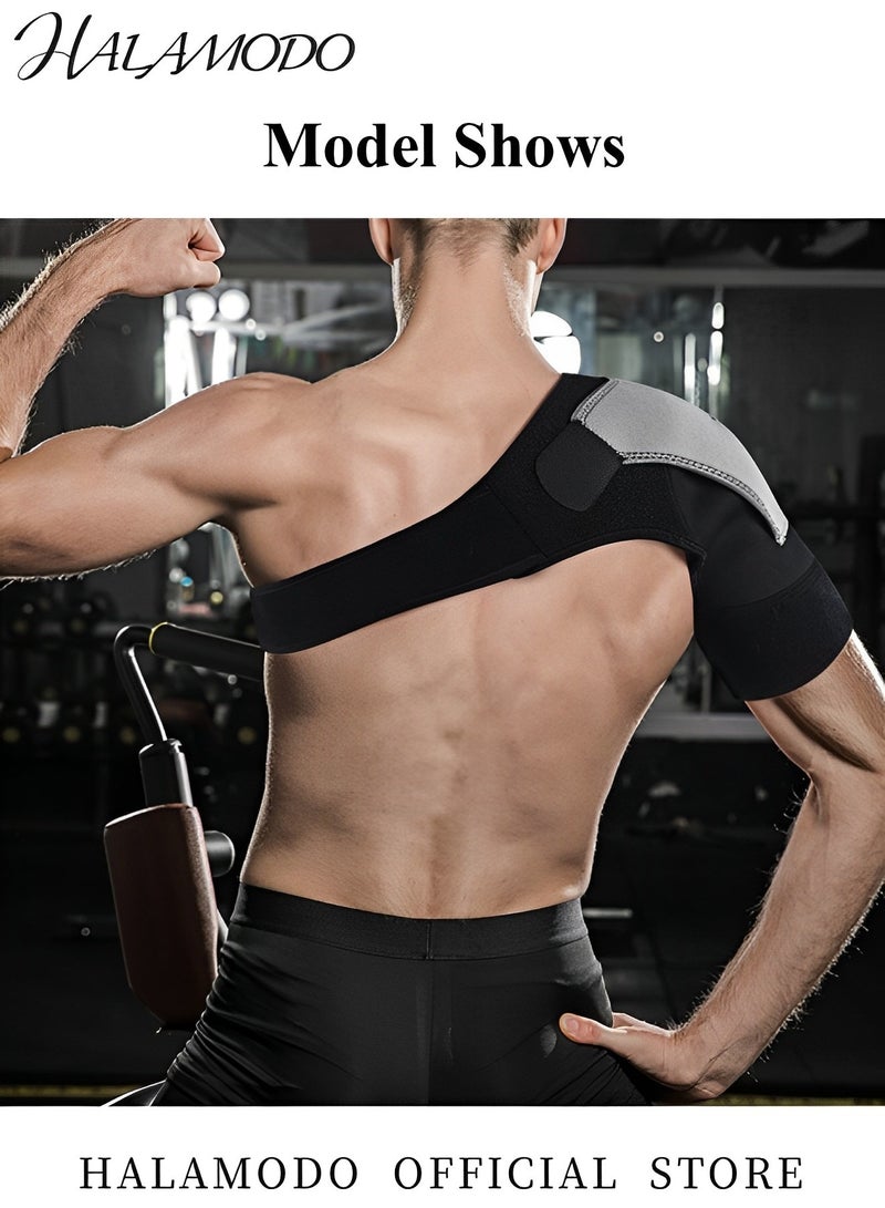 هالامودو دعامة للكتف قابلة للتعديل لدعم الكتف للرجال والنساء دعامة للكتف قابلة للتعديل للدعم والضغط لتخفيف آلام الكفة المدورة الممزقة والمفصل المتردد - Image 4