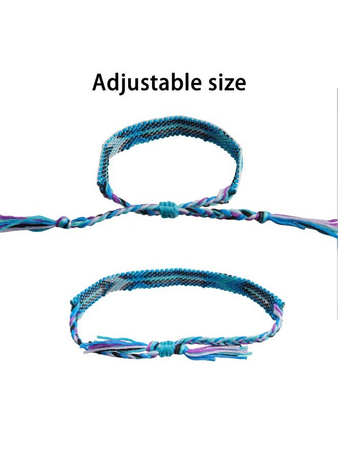 Andblue 12 Pcs Nepal Woven Friendship Bracelets Handmade Braided String Adjustable Bulk Bracelet for Women Kids Girls, Cotton, no gemstone - One Size - Image 4