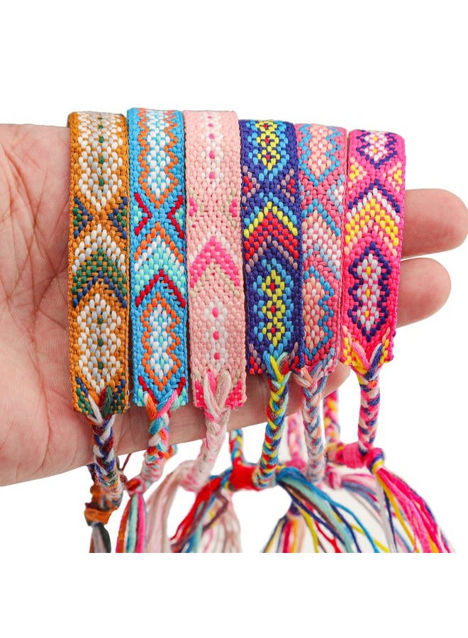 Andblue 12 Pcs Nepal Woven Friendship Bracelets Handmade Braided String Adjustable Bulk Bracelet for Women Kids Girls, Cotton, no gemstone - One Size - Image 5