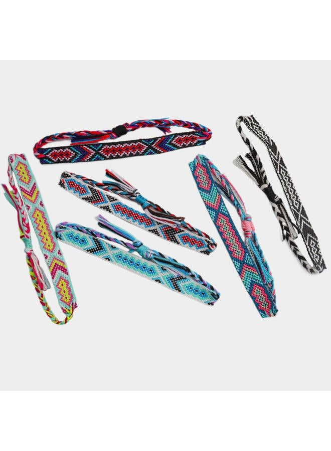 Andblue 12 Pcs Nepal Woven Friendship Bracelets Handmade Braided String Adjustable Bulk Bracelet for Women Kids Girls, Cotton, no gemstone - One Size - Image 2