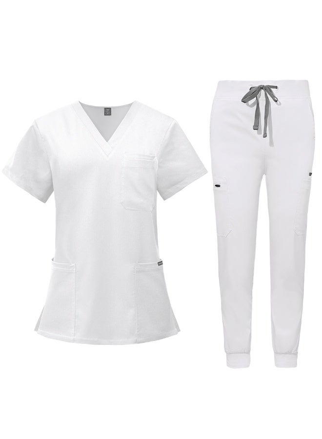 NIBEMINENT Beauty Spa Salon Clothes Doctor Nursing Uniforms Medical Scrubs Set V-neck Tops Pants Clinical Nurse Surgery Uniform - Image 1
