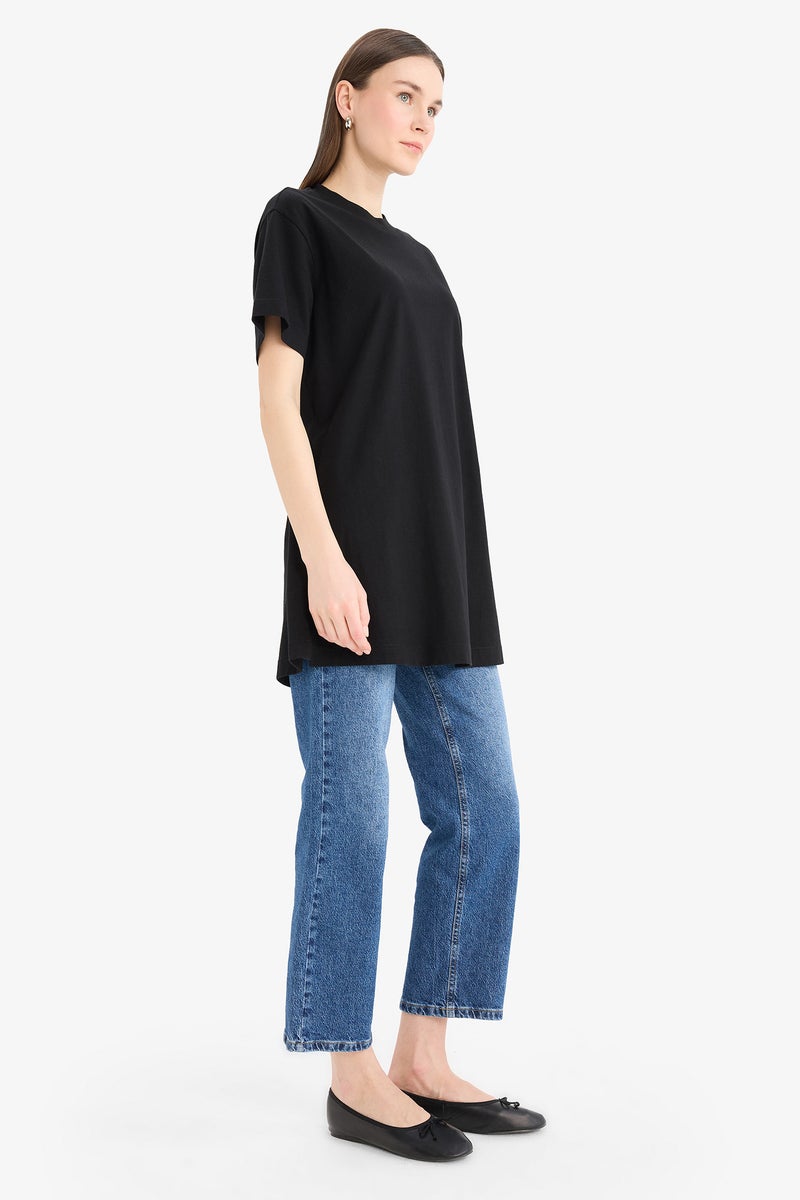 DeFacto Woman Regular Fit Crew Neck Short Sleeve Tunic - Image 4