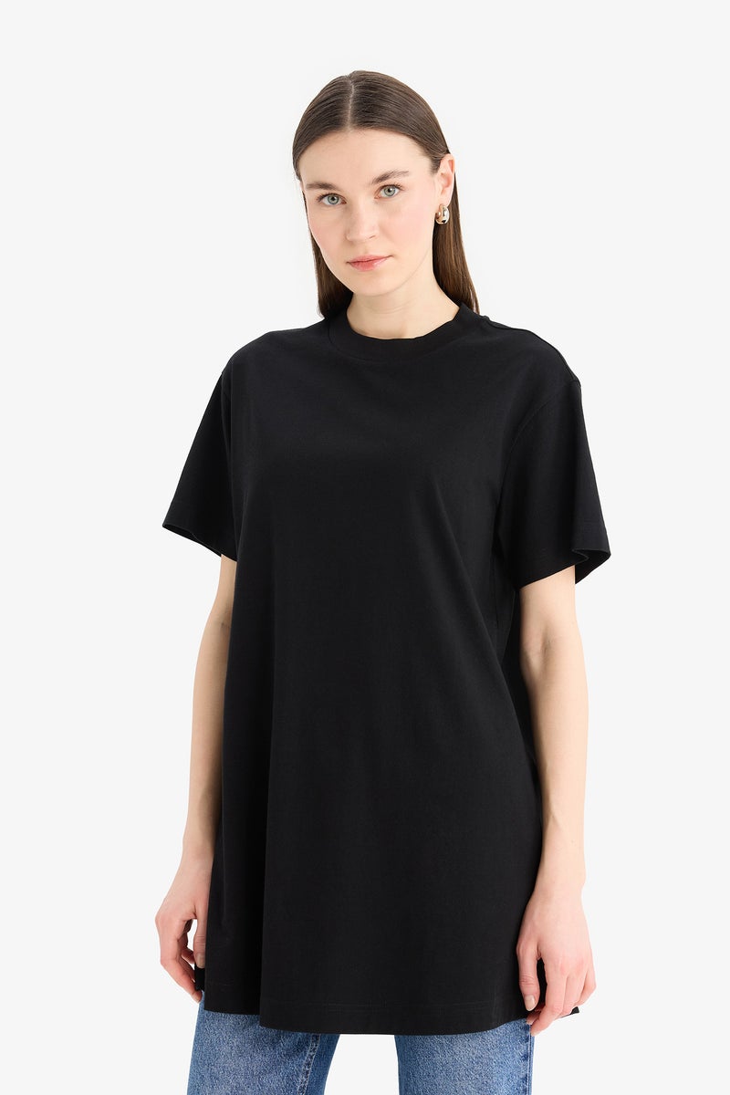 DeFacto Woman Regular Fit Crew Neck Short Sleeve Tunic - Image 3