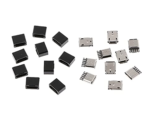 CentIoT - 10pcs Type B Micro USB FEMALE USB 2.0 - 5 Pin Socket Connector - With Plastic Cover - DIY Kit (BLACK FEMALE) - Image 1