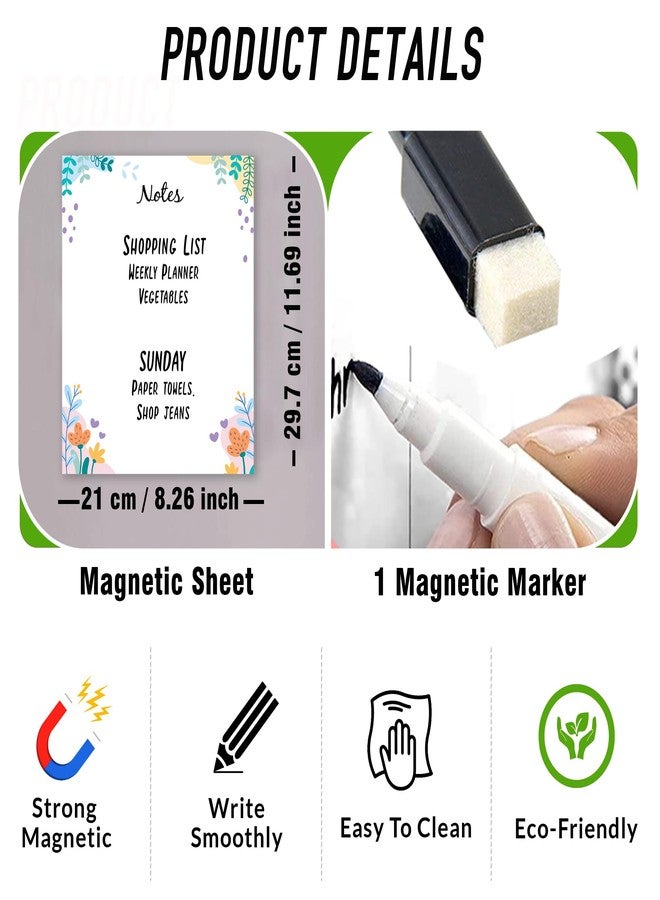 Rousrie Magnetic Sheet Magnetic White Board Fridge Magnet with Marker for Multipurpose Uses Weekly Meal Planner, Making to Do List (Design 3) - Image 3