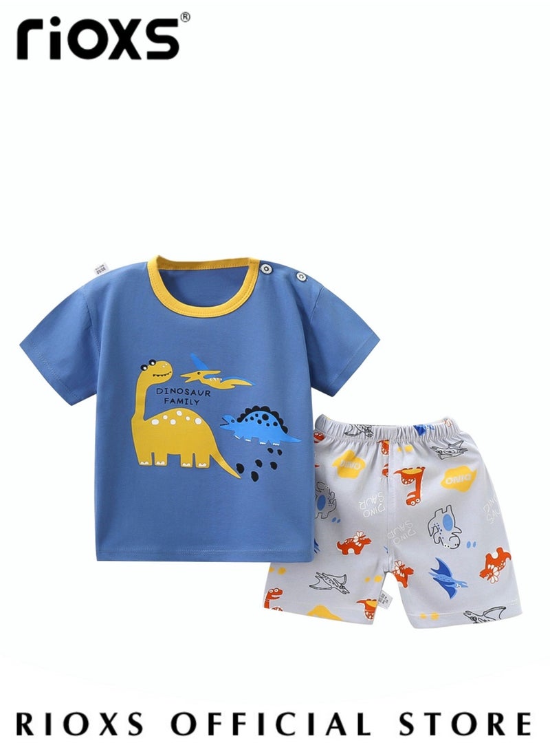 RIOXS Toddler Baby Boys Top and Short Sets Kids Short Sleeve Shirt Short Suits Cotton Outfits Summer Playwear  - Image 3