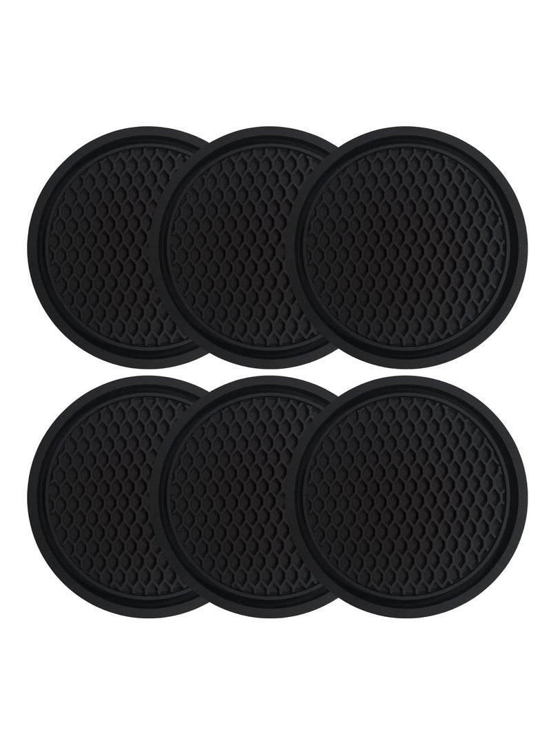 SYOSI 6PCS Car Cup Coaster Accessories 2.75 inch Anti Slip Insert Suitable for Most Interior Accessory Black - Image 1