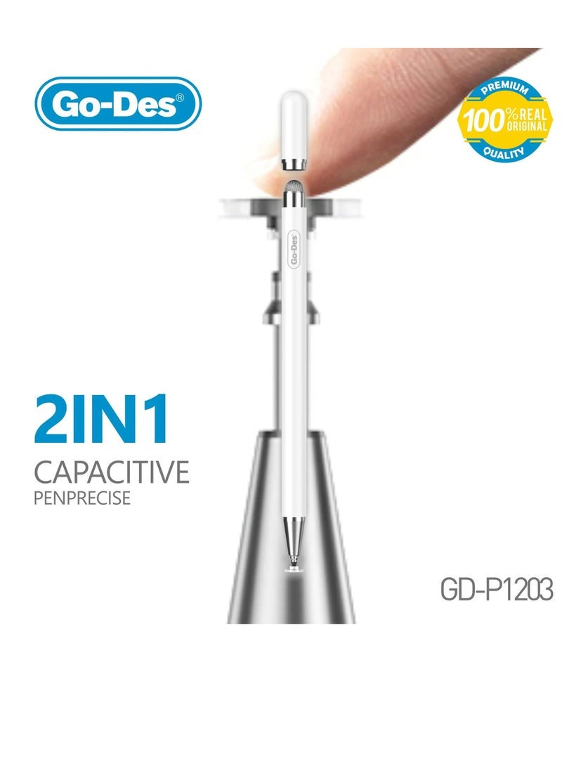 GO-DES 2-in-1 Universal Capacitive Stylus Pen Dual-Ended Magnetic Touchscreen Pencil with Extra Nib No Charging Required - Image 2