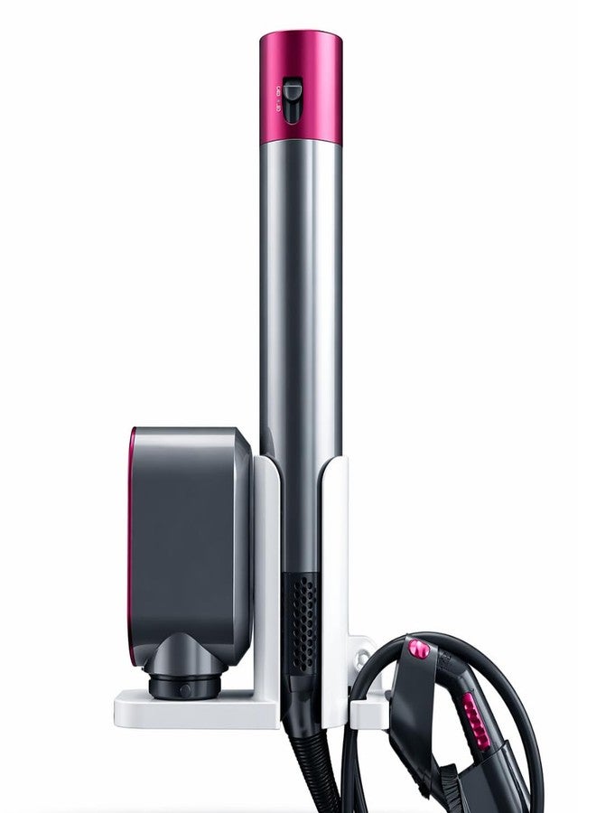 CRYSENDO Wall Mount Holder Compatible With Dyson Airwrap Complete, Long & Multi-Styler | Self-Adhesive Organizer Rack For Hair Styler & Attachment (White) - Image 1
