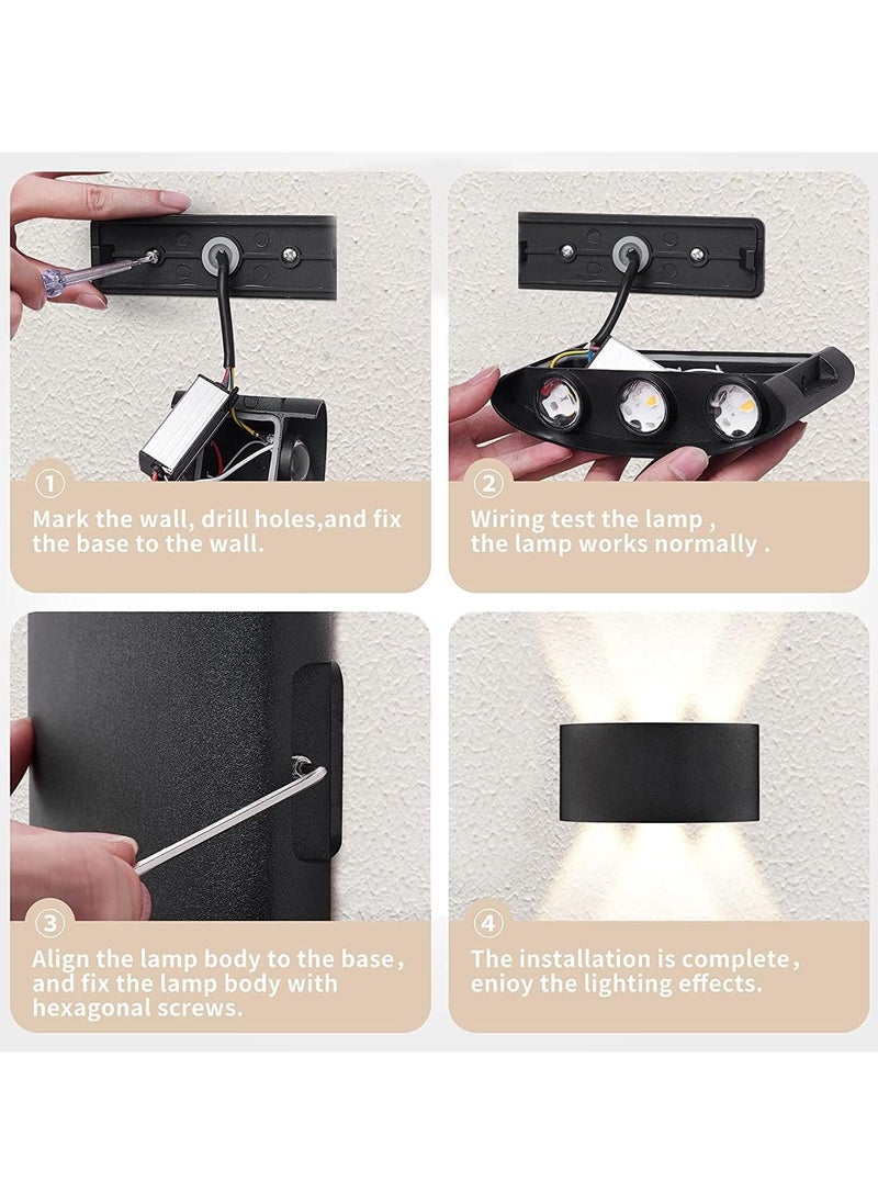 Generic A modern LED plate mounted on the wall with lighting from above and below, black  - Image 2