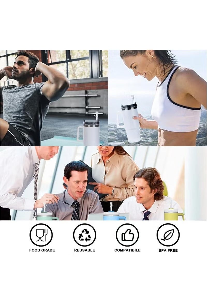 12 قطعة من ملحقات كأس ستانلي سيليكون انسكاب مانع للسدادة قابلة لإعادة الاستخدام مقاومة للتسرب القش غطاء القش القش - Image 5