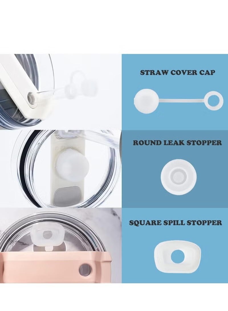 12 قطعة من ملحقات كأس ستانلي سيليكون انسكاب مانع للسدادة قابلة لإعادة الاستخدام مقاومة للتسرب القش غطاء القش القش - Image 3