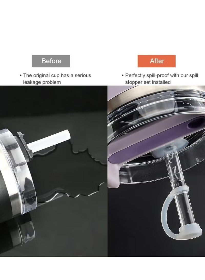 12 قطعة من ملحقات كأس ستانلي سيليكون انسكاب مانع للسدادة قابلة لإعادة الاستخدام مقاومة للتسرب القش غطاء القش القش - Image 4