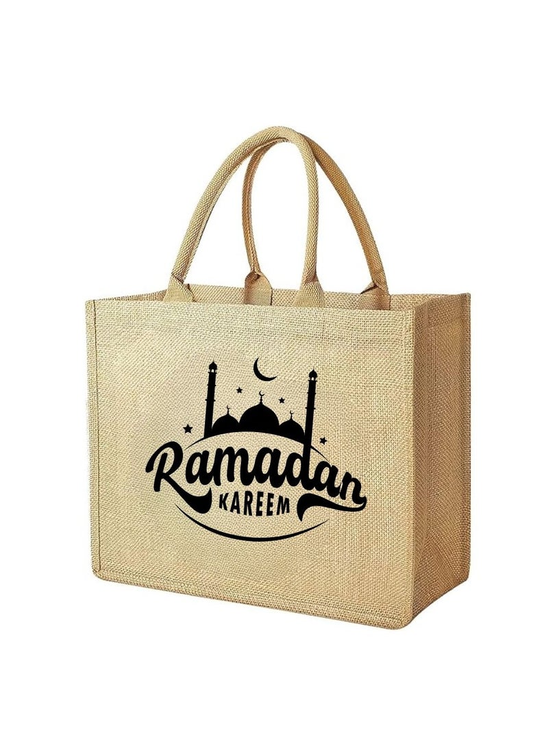 PRINTSHOP4ME Jute Bag Printed Ramadan Design–Reusable,Durable Tote For Gifting Or Everyday Use,Used For Festive Celebrations And Sustainable Living - Image 1