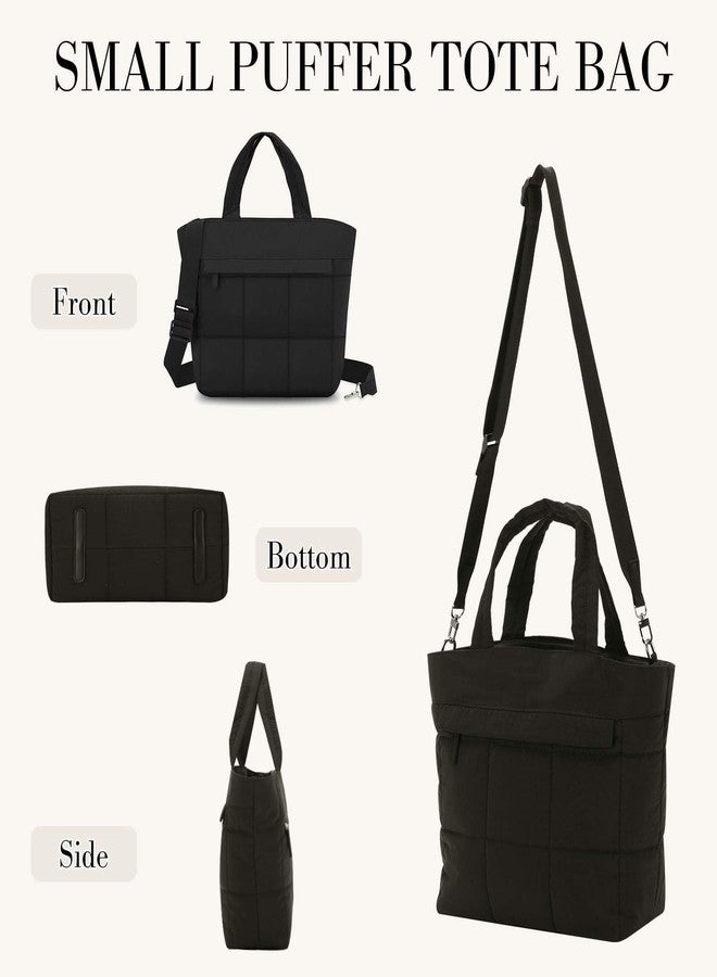 فاشي حقيبة يد صغيرة منفوخة من فاشي للنساء، حقيبة كروسبودي صغيرة مبطنة خفيفة الوزن، حقيبة يد أنيقة منفوخة مناسبة للنادي الرياضي، لون أسود - Image 5