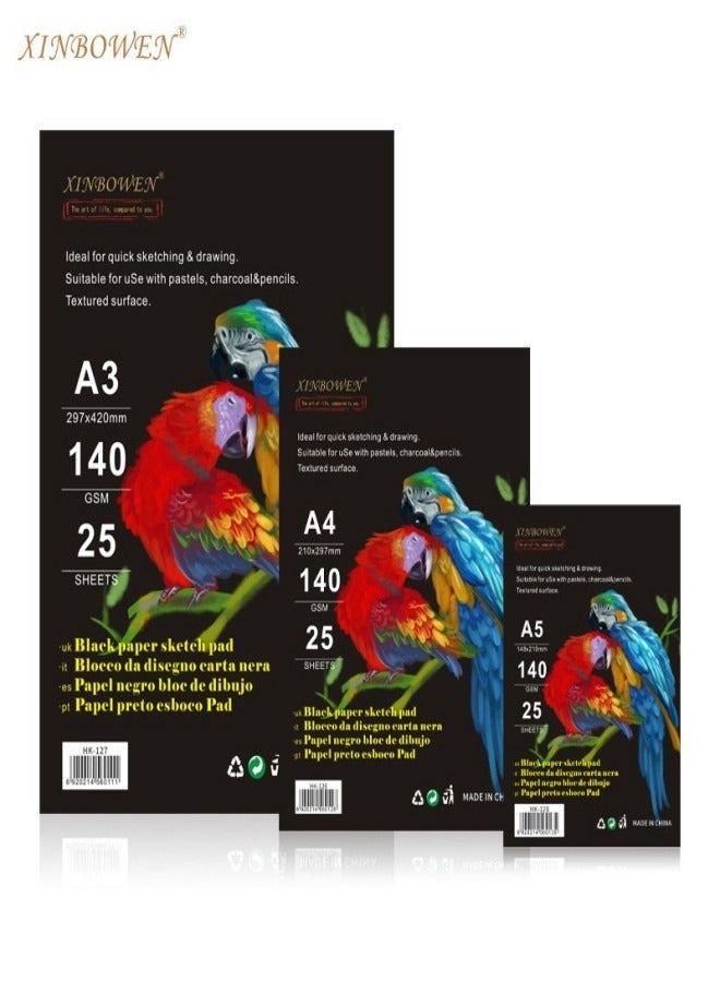 Xinbowen A5 Double-Sided Black Card Art Sketchbook – Thickened Pages for Oil Pastel, Chalk, and Highlight Pencil - Image 1