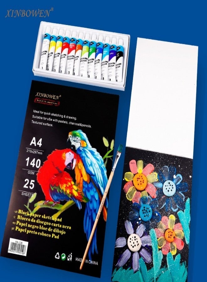 Xinbowen A5 Double-Sided Black Card Art Sketchbook – Thickened Pages for Oil Pastel, Chalk, and Highlight Pencil - Image 2