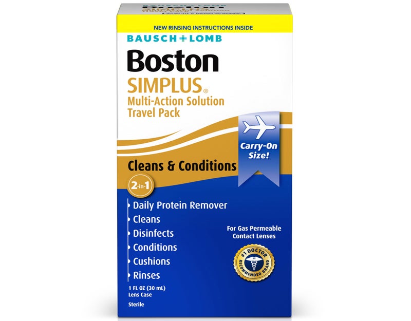 Boston طقم السفر وحل SIMPLUS متعدد الاستخدامات من بوسطن مع علبة العدسات - من باوش + لومب، 1 أونصة سائلة (30 مل)، علبة عدسات مدمجة (عبوة من 3) - Image 3