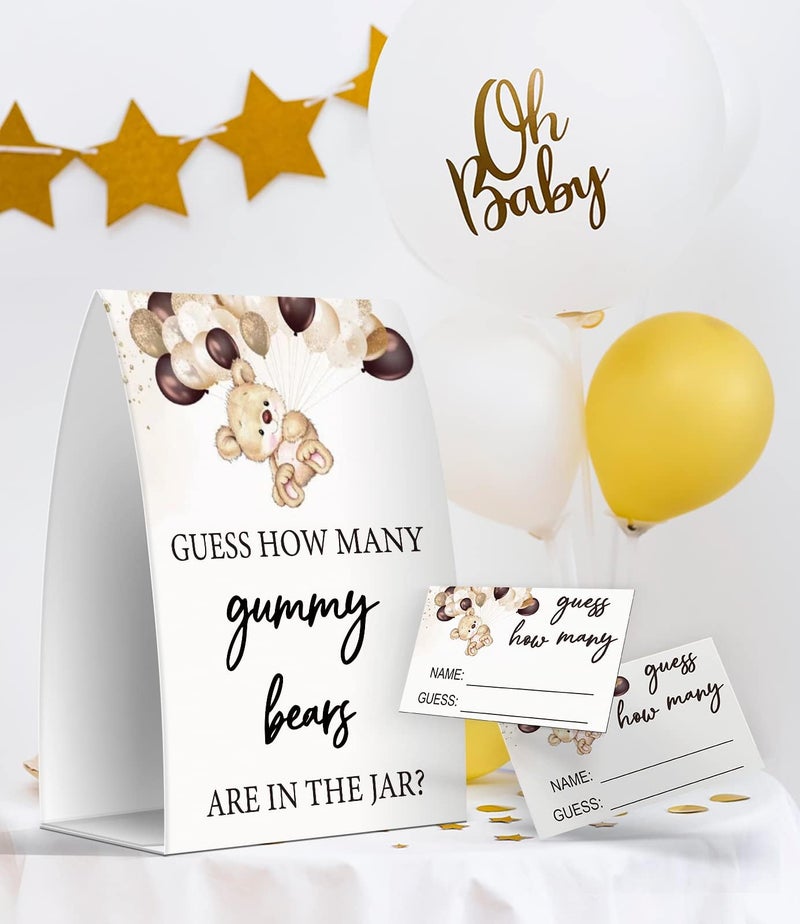 Pazag How Many Gummy Bears are in The Jar, Gummy Bears Baby Shower Games, Gummy Bears Theme Baby Shower - One Sign and 50 Cards (GES10) - Image 4