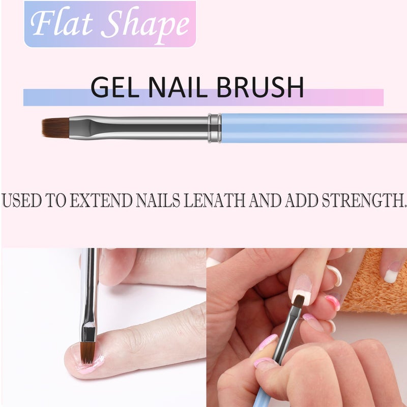 JASSINS Nail Art Clean Up Brushes, 3 Pcs Flat/Oval/Fine Angled Gel Nail Brushes,For Nail Art Design Painting DIY and Cleaning Polish Mistake on the Cuticles (Color) - Image 3