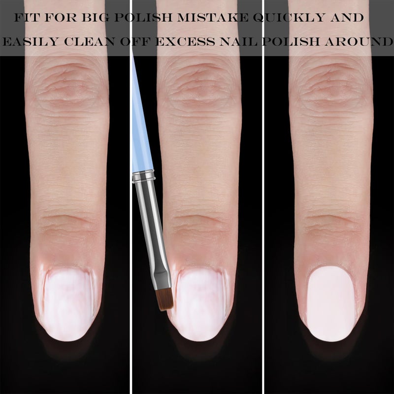 JASSINS Nail Art Clean Up Brushes, 3 Pcs Flat/Oval/Fine Angled Gel Nail Brushes,For Nail Art Design Painting DIY and Cleaning Polish Mistake on the Cuticles (Color) - Image 2