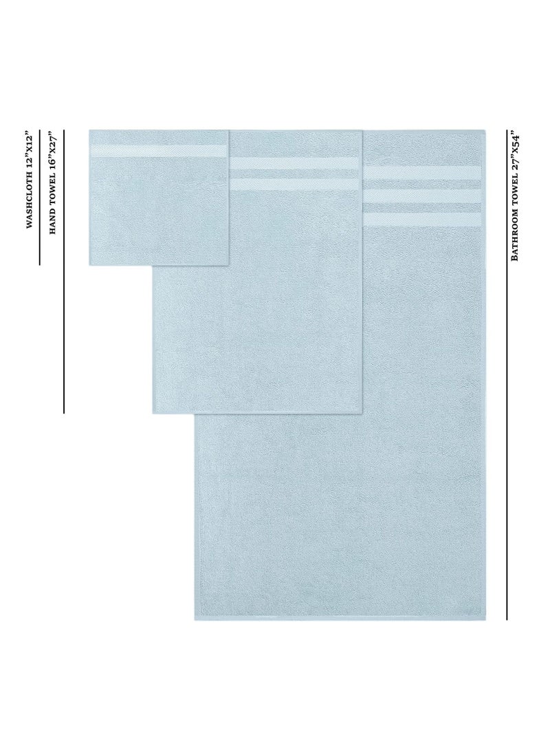 1Chase Set of 10 Zofty Bathroom Towel Set - 2 Bath Towels, 2 Hand Towels and 6 Washcloths - Hotel Quality and Spa Towels Light Blue 600GSM  - Image 4