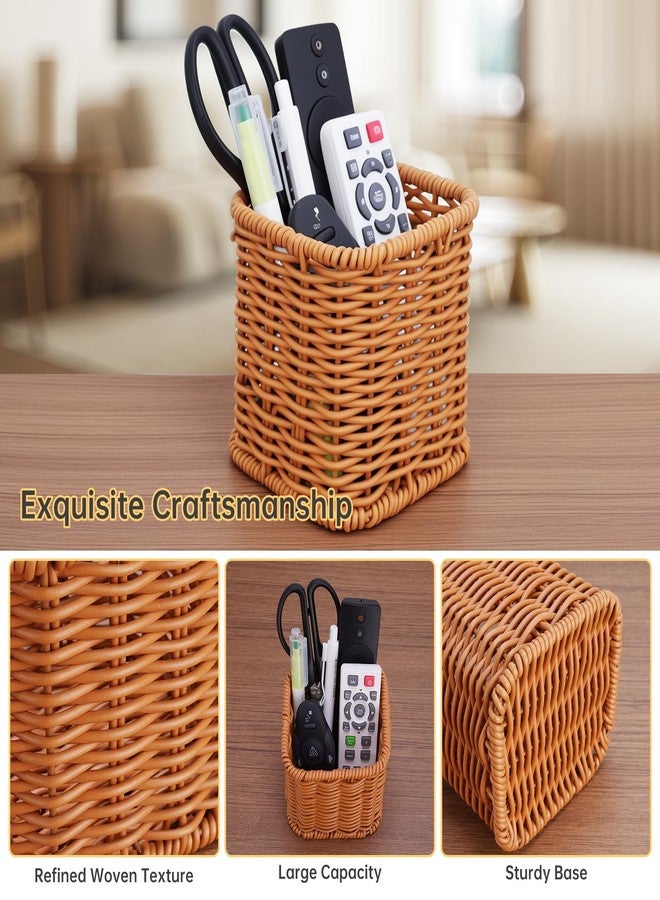 NiHome Remote Caddy, Bedside Remote Control Holder, Synthetic Rattan Organizer for TV Remotes, Makeup Brushes & Office Supplies, Stylish Remote Holder for Table, Living Room, Bedroom & Office - Image 4
