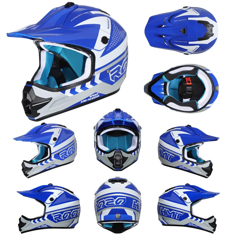 ROOZO Youth Kids Dirt Bike Helmet DOT Certified - Full Face Motorcycle Helmet for Off-Road, ATV, Street Riding, Includes Adjustable Goggles & Protective Gloves - Image 3