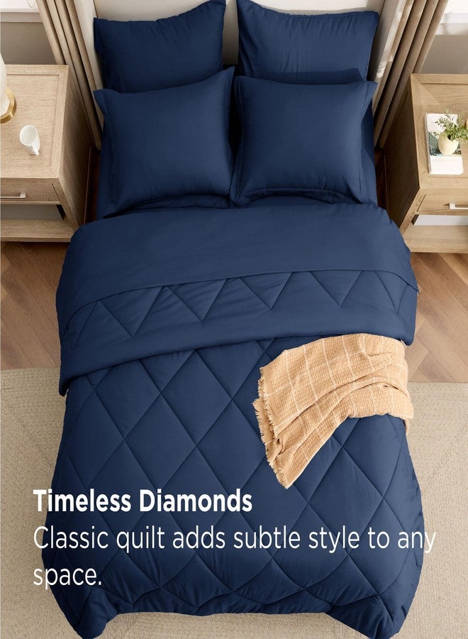 Bedsure 7 Pieces Queen Comforter Set Premium Series, Hotel Luxury Soft Bed in a Bag, Goose Down Alternative, Safe for Sensitive Skin Bedding Comforter All Season Medium Warmth, Navy Blue Queen Size - Image 4