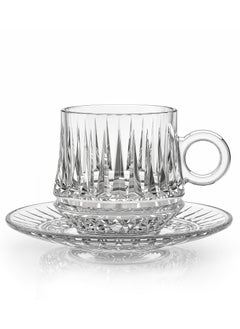 CITY GLASS City Glass Sicily Coffee Set - 6 Mugs - 12-Pieces Transparent Glass Coffee Mugs with Matching Underlines, Modern Design for a Happy Coffee Time, 85ML Capacity, Perfect for Home, Office, and Gifting  - Image 1