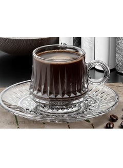 CITY GLASS City Glass Sicily Coffee Set - 6 Mugs - 12-Pieces Transparent Glass Coffee Mugs with Matching Underlines, Modern Design for a Happy Coffee Time, 85ML Capacity, Perfect for Home, Office, and Gifting  - Image 2