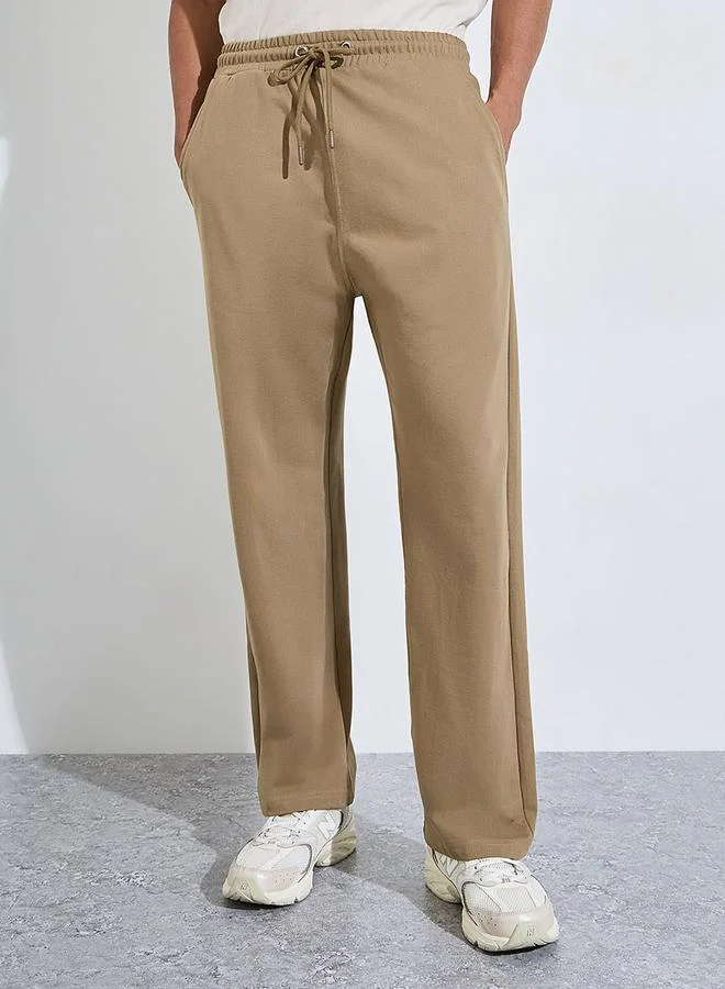 ستايلي Men Khaki Open Hem Relaxed Fit Joggers