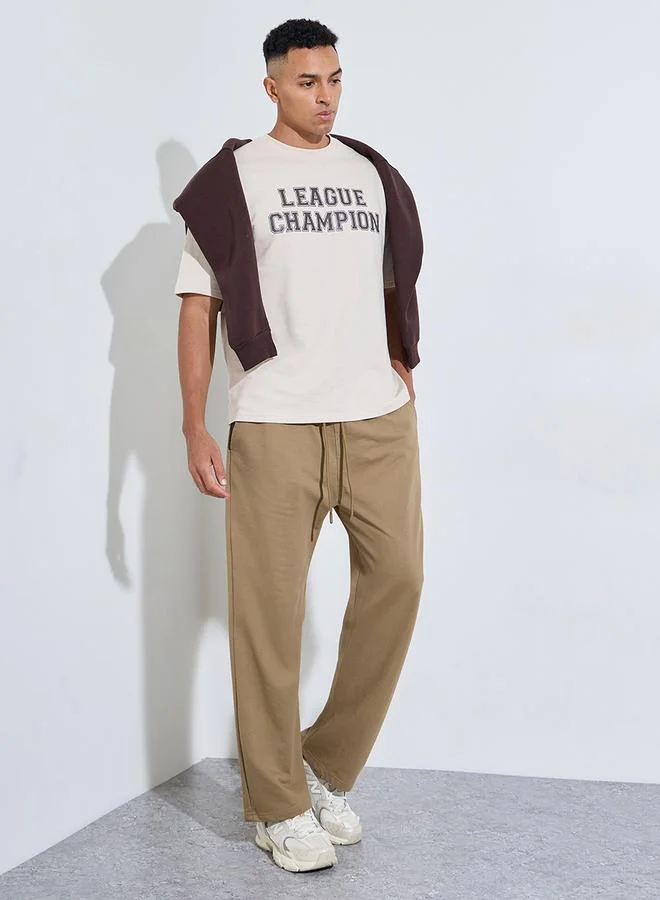 ستايلي Men Khaki Open Hem Relaxed Fit Joggers