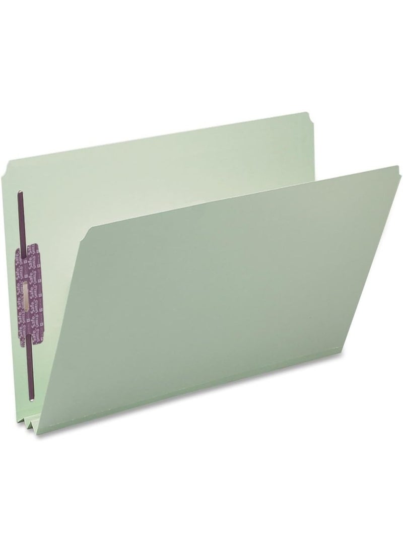 Smead Smead Pressboard Fastener File Folder with SafeSHIELD Fasteners, 2 Fasteners, Straight-Cut Tab, 2" Expansion, Legal Size, Gray/Green, 25 per Box (19910)  - Image 1