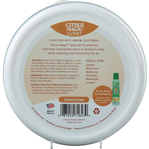 Citrus Magic For Closets Odor Absorbing Solid Air Freshener, Cedar Closet, 8-Ounce, Pack of 1 (616000000) - Image 4