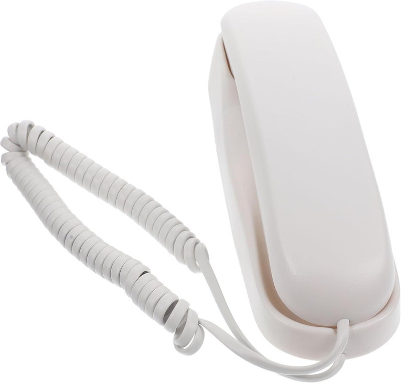 ULTECHNOVO Wall Mount Telephone Mini Portable Corded Landline Phone with Button Keypad for Home Office Hotel Use White - Image 1
