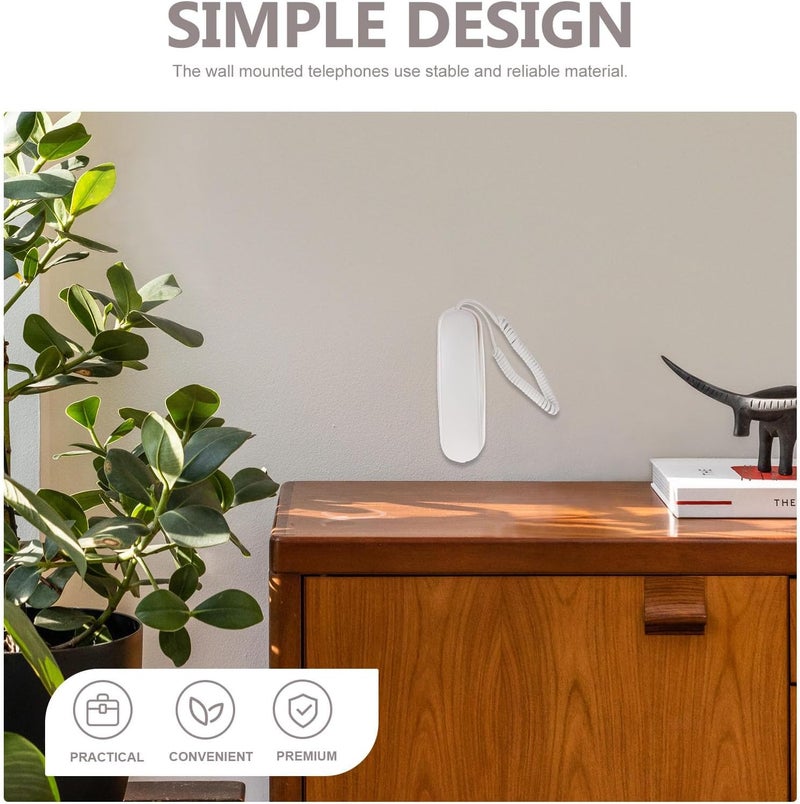 ULTECHNOVO Wall Mount Telephone Mini Portable Corded Landline Phone with Button Keypad for Home Office Hotel Use White - Image 3